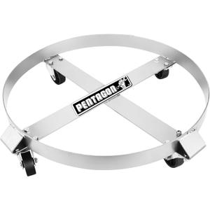 55-Gallon Drum Dolly - Heavy-Duty Steel Dolly with Cross Braces and 4 Caster Wheels  1,000-Pound Capacity by Pentagon Tools (Light Gray)