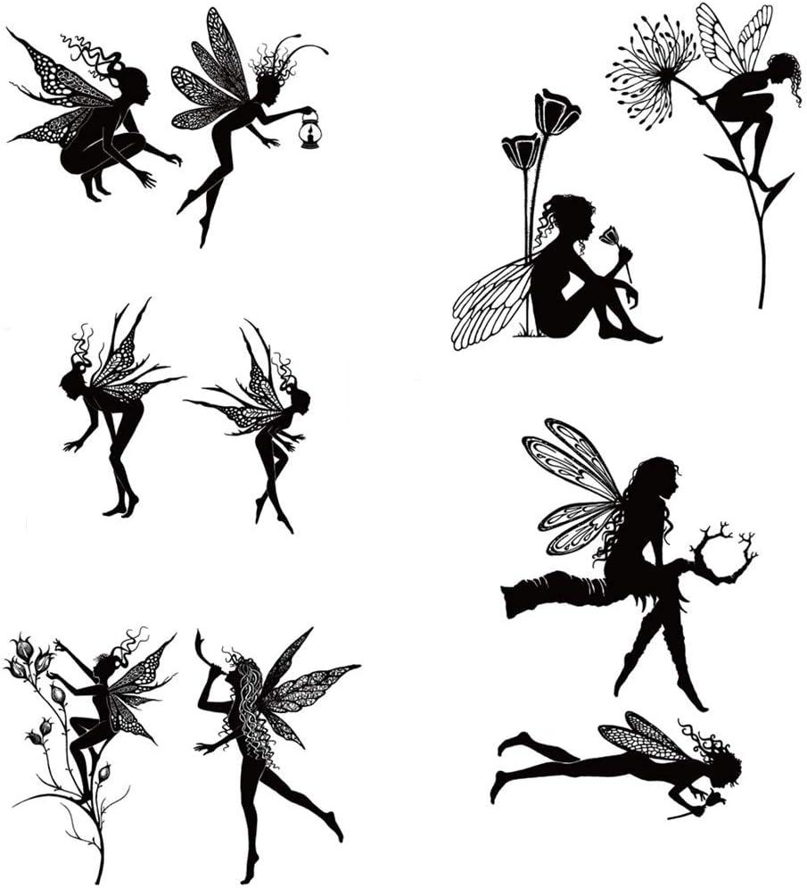 5pcs Stamp Jungle Fairy Girl Forest Cabin Clear Stamps for Card Making Scrapbooking Paper Crafts Handmade Embossing Stencil Photo Album Decor Template DIY Seal