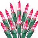 Christmas Lights Indoor Outdoor 100 Count Incandescent Light UL Certified Connectable Christmas Tree Lights with Green Wires for Xmas, Wedding, Holiday, Party, Home, Valentines Day Decoration(Pink)