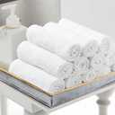 Avalon Towels Cotton Washcloths  (Pack of 60) Size 12x12 Inches, 100% Ring Spun Cotton, Soft & Absorbent Face Towels, Gym Towels, Hotel and Spa Quality, Reusable Fingertip Towels (White)