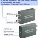 SDI to HDMI Converter with SDI Loop Out, 1080p HD-SDI / 3G-SDI/SD-SDI to HDMI Video Audio Converter, BNC to HDMI Adapter for SDI Camera Monitor Projector