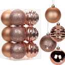 3.15" Rose Gold Christmas Ornaments for Christmas Tree 12 Pcs Medium Shatterproof Balls Christmas Tree Decorations Xmas Ornaments Balls with Hanging Loop for Wedding Holiday Party Wreath Home Decor