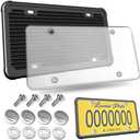 Aootf License Plate Protector- Clear Novelty Number Plate Cover with Silicone Car Tag Frame, Unbreakable Cover to Protect Front or Back License Plate with Screws,Caps
