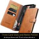 SUANPOT for iPhone 12/12 Pro 6.1" Leather Wallet Case with RFID Blocking, Card Holder, Shockproof Flip Cover, Light Brown