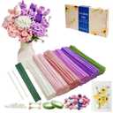 YYUENGTAK 500 Pcs Pink & Purple Pipe Cleaners Flower kit,Chenille Stems for DIY Art Projects Creative Gift,Pipe Cleaners Craft with tutoria,Pearls,Pompoms,Green Floral Wires,Gardening Tape,Stamen