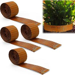 Tandefio 2 Pcs Rusted Corrugated Garden Edging 6 Inch x 20 ft Metal Landscape Edging Border Garden Fence Border for Lawn Flower Bed Vegetable Raised Bed Landscaping