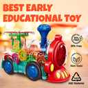 Transparent Sensory Train Toy -Interactive Light up Toys for Kids- Musical Train Toys with LED Light for Toddlers- Colorful Moving Gears- Tummy Time Crawling Baby Toy