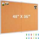 Maxtek Large Cork Board 48 x 36 in, Bulletin Board for Walls, 4'x 3' Extra Aluminum Framed Corkboard, Foldable Wall Mounted Pin Memo Notice Cork Board for Office, Home Wall Display, 48x36 Inches Silver