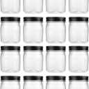 novelinks 8 oz Clear Plastic Jars with Airtight Lids, 16 Pack Plastic Mason Jars with Lids 8oz, Refillable Storage Slime Containers & Small Spice Jar for Kitchen Organization (16 Pack, Black)