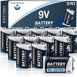 9 Volt Batteries 10 Pack - 9v Alkaline Batteries for Smoke Detectors, Carbon Monoxide Alarms, Security Systems, Walkie Talkies, and More