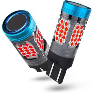 CANBUS 7443 LED Bulb Red With Built-in Resistor CANBUS Ready for Brake Light 7443R W21W 7440 LED Tail Light Bulb Error Free,7444A LED Bulb Replacement for Rear Turn Signal Lights(2pcs)