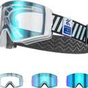 KAPVOE Ski Goggles Photochromic & Color - Anti-fog UV400 Protection Magnetic Lenses OTG Helmet Compatible for Men Women K721 (03 Photochromic Blue Lens S1s4 (Vlt 6%64%))