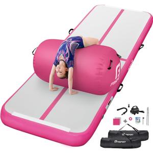 Air Roller Gymnastics Barrel, Inflatable Gymnastics Air Roller Inflatable Air Gymnastics Mat with Electric Pump for Yoga Cheerleading Training Home Park Outdoor Use