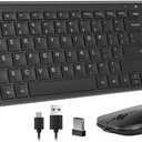 seenda Rechargeable Wireless Keyboard and Mouse - Ultra-Thin Metal Keyboard with Low-Profile Keys, 2.4G Wireless Keyboard for Windows PC Laptop Computer - Black