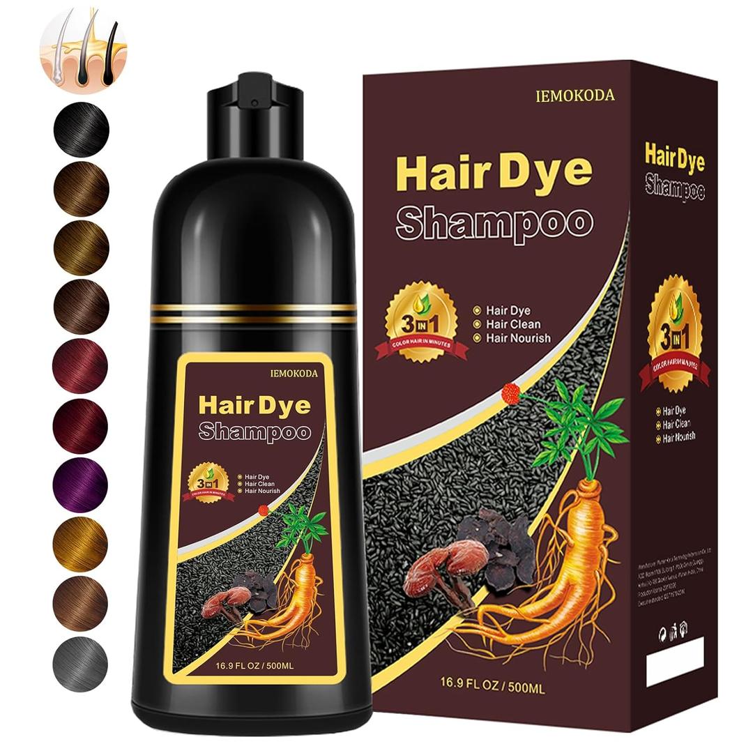 Instant Chestnut Brown Hair Dye Shampoo for Gray Hair 3 in 1, Natural Hair Color Shampoo for Women Men, Brown Hair Dye, Long- Lasting Hair Dye 16.9 Fl Oz (Chestnut brown)