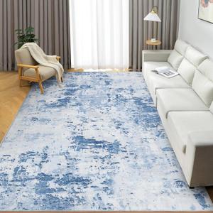 GarveeHome 6x9 Modern Abstract Area Rug Non Slip Non Shedding Low Pile Stain Resistant Rug Soft Washable Carpet for Bedroom Living Room, Light Blue
