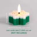 2 x Snowflakes Flameless Wax Tealights with Remote Timer, Green White Christmas LED Tea Votive Candles Battery Operated, Set of 4