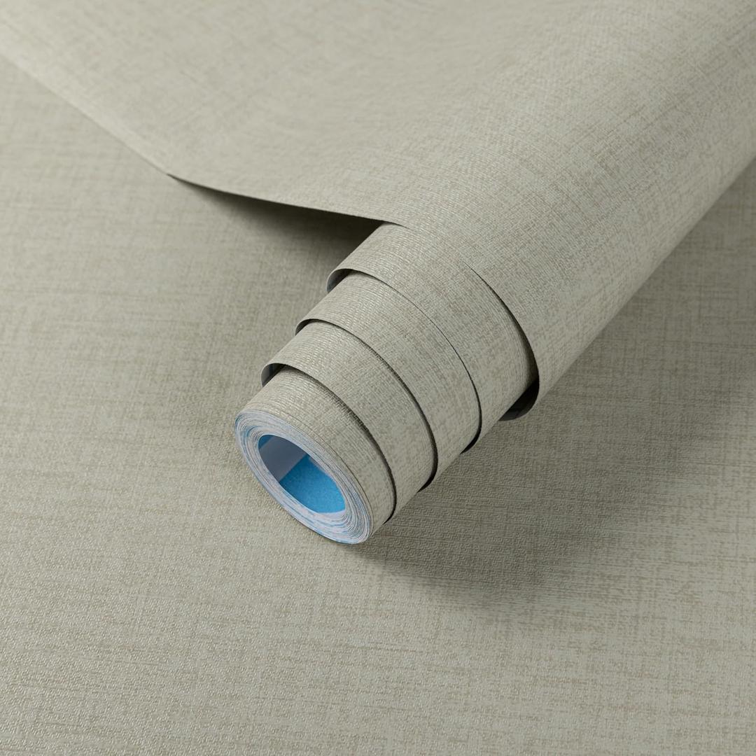 Practical Ws Cream Contact Paper 17.7 inch ×393.7 inch Grasscloth Texture Peel and Stick Wallpaper Removable Renter Friendly Wallpaper for Locker, Cabinets, Countertop, Wall Decor and Renovation