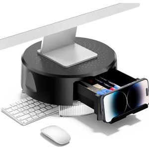 KDD Monitor Stand Riser with Drawer - Computer Monitor Stand for Desk with Storage /Phone Holder/Pen Tray - Desk TV Shelf, Laptop Printer, Organizer Stand for Home & Office