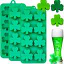 3 pcs Shamrock Silicone Mold, St Patrick's Day Chocolate Mold Shamrock Candy Mold Holiday Ice Cube Mold Cake Pan for Cupcake Decor Butter Jello Crayon Candy Fondant Polymer Clay Candle Wax Melts Craft