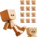 Shaking Wooden Man Figurine for Car Dashboard Decor with 12 Magnetic Expressions, Fun Dancing Feet Doll, Perfect Car Ornaments, and Wood Desktop Decor for Personalized Vehicle and Home Style