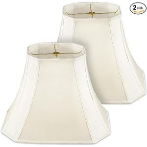 Glooglitter Set of 2 Bell Lamp Shade 6.25" x 8" Top 11" x 16" Bottom 12" High (Spider) Rectangle Cut Square Replacement Vintage Silk Lampshade for Table Floor Living Room Bedroom (White)