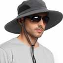 EINSKEY Wide Brim Sun Hat, UPF 50+ UV Protection Waterproof Packable Bucket Hat for Men & Women, Fishing Hiking Beach Garden (One Size, 01 Dark Grey)