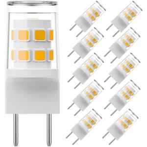 G8 LED Bulb 3W Equivalent to 15W-20W G8 Halogen Bulbs, T4 JCD Type Bi-Pin G8 Base, G8 Bulb 3000K Warm White, 120V AC, Energy Efficient Replacement for Under Cabinet, Puck Lights - 10 Pack