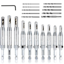18 pcs Center Drill Bit Set, AFUNTA Self Centering Hinge Tapper Core Hole Puncher 5/64'' 7/64'' 9/64'' 11/64'' 13/64'' 5mm 1/4'' & 1 Pcs Hex Key & 10 Pcs Replacement Drill Bits
