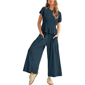 PRETTYGARDEN Jumpsuits for Women Summer Off Shoulder Romper, Navy,XL