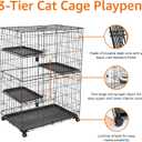 Amazon Basics Large 3-Tier Cat Cage Playpen with Easy to Clean Removable Tray, Front Doors, Portable, Foldable, 35.8" x 22.4" x 50.6", Black
