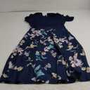 Women's Elegant Vintage Dresses Knee Length Casual Floral Print Work Party Peter Pan Collar A-Line Dress with Pockets 978