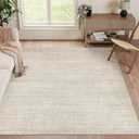 Valenrug Washable Rugs 5x7 - Stain Resistant 5x7 Area Rugs for Living Room, Non Slip Backing Printed Rugs for Bedroom, Folable Machine Washable Area Rug (5'x7', Beige)