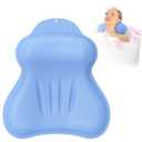 Silicone Bath Pillow, New Material Bath Pillows for Tub Head Neck and Back Support, Bath Tub Pillow with 4D Press Inflatable Airbag and Non-Slip Strong Suction Cups, Quick-Drying, Easy to Store, Blue