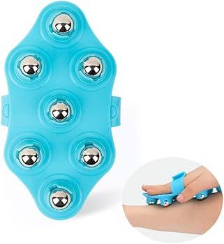SCOLAND Body Massage Roller Ball Glove AntiCellulite Muscle Pain Relief Massager Neck Back Shoulder Leg Massage Stovepipe Meridian Brush (Blue)
