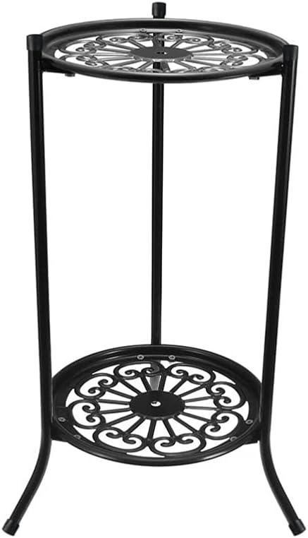 Pissente Heavy Duty Iron Plant Stand, Double Layer Flower Pot Rack, Black Metal Frame, 50x24cm, Indoor Outdoor Use