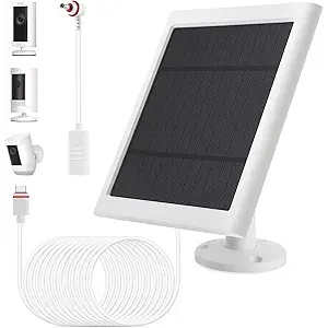 1 Pack - Solar Panel for Ring Security Camera Spotlight Cam Plus/Pro(Battery) Stick Up Cam/Pro Wireless Outdoor with 10FT/3M Long Cable Dustproof Waterproof  