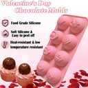 2PCS Valentine Chocolate Molds Round Heart Silicone Mold Non-Stick Love Rose Silicone Chocolate Bomb Molds for Baking Chocolate,Mini Cakes,Candy,Gummy, Ice Cubes