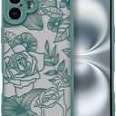 XIZYO for iPhone 16 Plus Case, Floral Rose Cute Phone Case for Women Girls Aesthetic Pattern Print Slim TPU Bumper Shockproof Protective Cover for iPhone 16 Plus 6.7 Inch, Deep Green