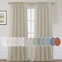 H.VERSAILTEX Linen Curtains Elegant Natural Linen Semi Sheer Curtains Energy Light Filtering Rod Pocket Window Treatments Panels for Living Room (Set of 2, Castle Wall, 52 inch W X 84 inch L)