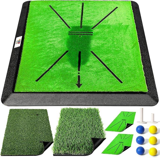 TOY Life 4-in-1 Golf Putting Mats for Outdoor and Indoor Practice with Path Feedback, 4 Replaceable Turf Swing Mats for Chipping Training with Putting Mat