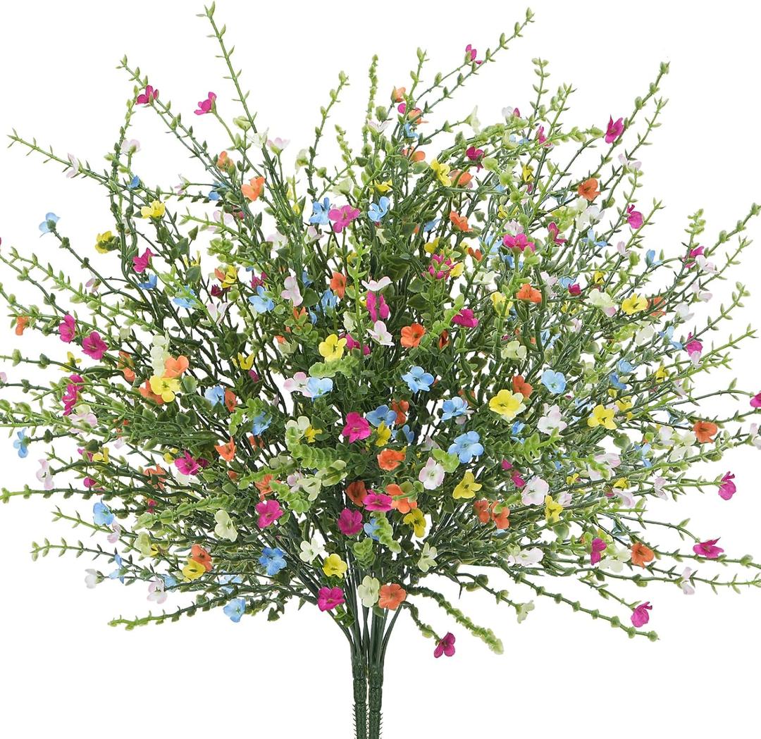 Artificial Flower Silk Spring Bouquet Wildflowers for Bedroom Kitchen Bathroom Home Garden Patio Hanging Planters and Other Interior Decorations (Mixed Colors)