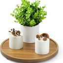 9 Inch Acacia Wood Round Tray, Wooden Decorative Coffee Table Tray Centerpiece Candle Holder for Farmhouse Kitchen Dining Room Home Bathroom Decor Coffee Table Decor and Accessories