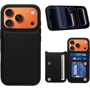 Keallce for iPhone 17 Pro Case Wallet with 3 Card Holder, RFID Blocking Protection, Magnetic Clasps Credit Slots Shockproof Flip Cover for iPhone 17 Pro Men Women,6.3inch Black