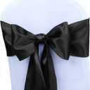 Babenest Satin Chair Sashes Ties Upgraded 50 pcs Chair Ribbons Bows for Wedding Banquet Party Christmas Baby Shower Events Decoration (Black)