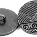 Bezelry 12 Pieces Cute Abstract Pattern Metal Shank Buttons. 23mm (7/8 inch) (Gray Silver)