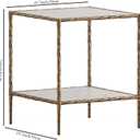20" Square Sintered Stone End Table, Modern Marble Look Side Table with Open Storage Shelves, Accent Table with Antique Brass Gold Frame for Living Room, Bedroom, 19.69"D x 19.69"W x 24.02"H