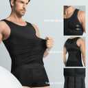 3 Pack Compression Shirt Men Slimming Body Shaper Tummy Control Vest Workout Tank Top Shapewear, L