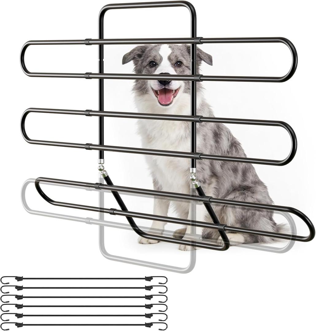 Adjustable Metal Dog Car Barrier, Universal Pet Divider with Steel Frame for SUV Truck Sedan & MPV, Car Dog Barrier & Back Seat Cargo Gate, Movable Panel Fits Seat Recline