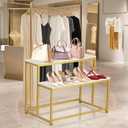 Gold 2-Tier Entryway Shoe Rack & Display Table - Heavy Duty Display Stand for Home, Boutique Display, Store - Shoe Display Stand, Retail Shelving, 39.3"L x 44"H